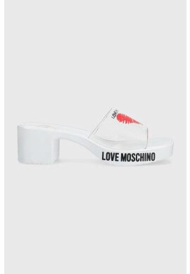 Love Moschino Чехли в бяло с висок ток JA28256G0GI50100 - Pepit.bg
