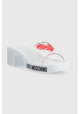 Love Moschino Чехли в бяло с висок ток JA28256G0GI50100 - Pepit.bg