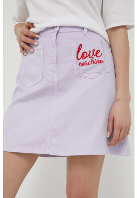 Love Moschino Дънкова пола в лилаво къс модел с кройка тип молив - Pepit.bg