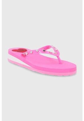 Love Moschino Джапанки дамско в розово с платформа - Pepit.bg