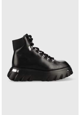 Love Moschino Кожени боти в черно с платформа - Pepit.bg