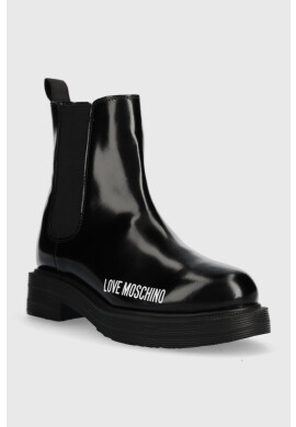 Love Moschino Кожени боти челси в черно с платформа - Pepit.bg