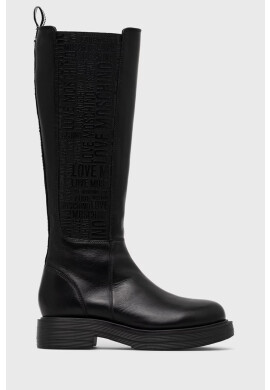 Love Moschino Кожени ботуши в черно с платформа - Pepit.bg