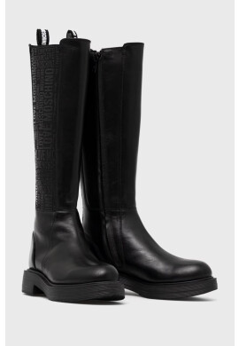 Love Moschino Кожени ботуши в черно с платформа - Pepit.bg