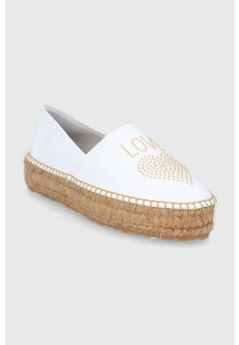 Love Moschino Кожени еспадрили в бяло с платформа - Pepit.bg