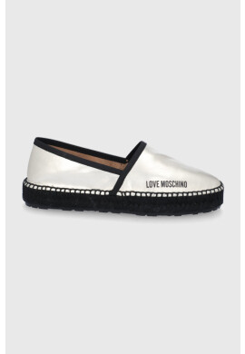 Love Moschino Кожени еспадрили в сребристо с платформа - Pepit.bg