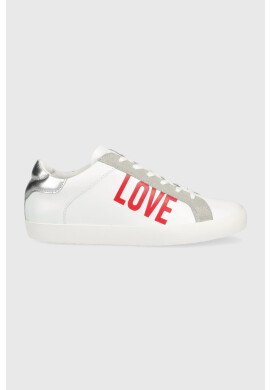 Love Moschino Кожени маратонки в бяло - Pepit.bg