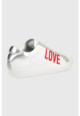 Love Moschino Кожени маратонки в бяло - Pepit.bg