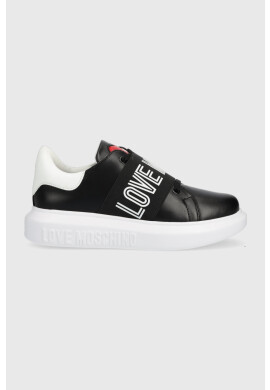 Love Moschino Кожени маратонки в черно - Pepit.bg