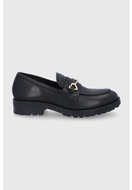 Love Moschino Кожени мокасини дамско в черно с платформа - Pepit.bg
