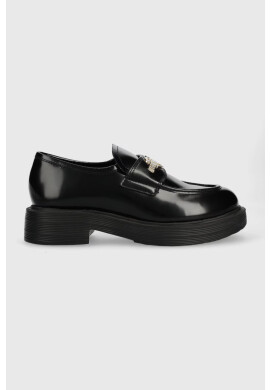 Love Moschino Кожени мокасини в черно с платформа JA10154G1HIB0000 - Pepit.bg