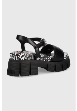 Love Moschino Кожени сандали дамско в черно с платформа - Pepit.bg
