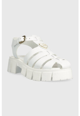 Love Moschino Кожени сандали в бяло с платформа JA16226G0GIA0100 - Pepit.bg
