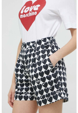Love Moschino Къс панталон в тъмносиньо с десен с висока талия - Pepit.bg