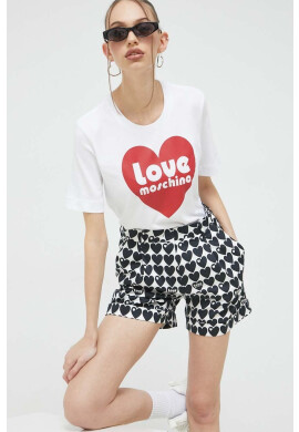 Love Moschino Къс панталон в тъмносиньо с десен с висока талия - Pepit.bg
