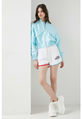 Love Moschino Къс панталон в бяло с принт с висока талия - Pepit.bg