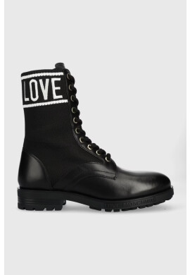 Love Moschino Кубинки в черно с равна подметка - Pepit.bg