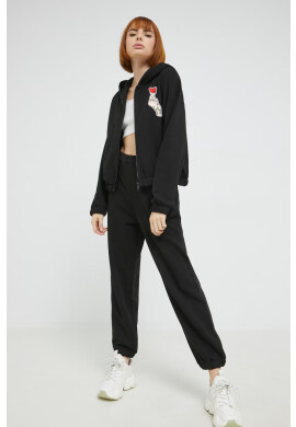Love Moschino Памучен анцуг дамски в черно - Pepit.bg