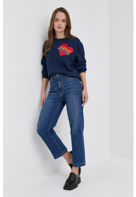 Love Moschino Памучен суичър дамски с апликация - Pepit.bg