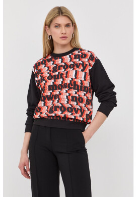 Love Moschino Памучен суичър в черно с десен - Pepit.bg