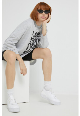 Love Moschino Памучен суичър в сиво меланж на - Pepit.bg