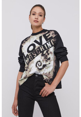Love Moschino Памучен суичър в розово с апликация - Pepit.bg