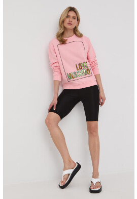 Love Moschino Памучен суичър в розово с апликация - Pepit.bg