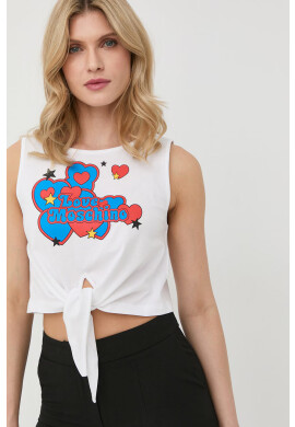Love Moschino Памучен топ в бяло - Pepit.bg