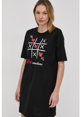 Love Moschino Памучна рокля в черно дълъг модел със стандартна кройка - Pepit.bg