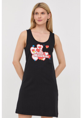Love Moschino Памучна рокля в черно къс модел със стандартна кройка - Pepit.bg