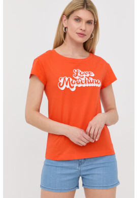 Love Moschino Памучна тениска в оранжево - Pepit.bg