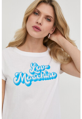 Love Moschino Памучна тениска в бяло - Pepit.bg