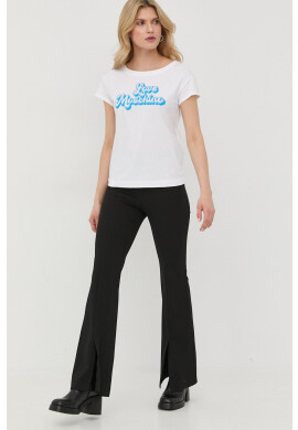 Love Moschino Памучна тениска в бяло - Pepit.bg