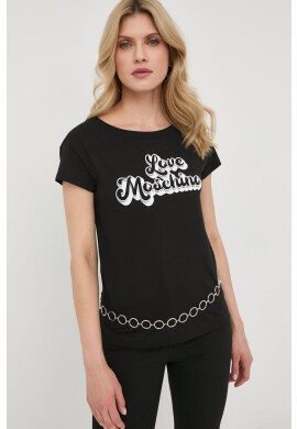Love Moschino Памучна тениска в черно - Pepit.bg