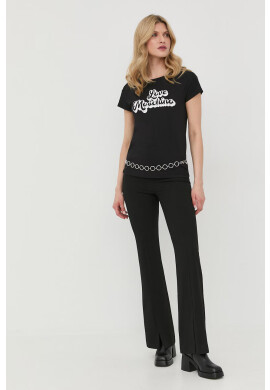Love Moschino Памучна тениска в черно - Pepit.bg