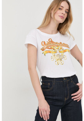 Love Moschino Памучна тениска в бяло - Pepit.bg
