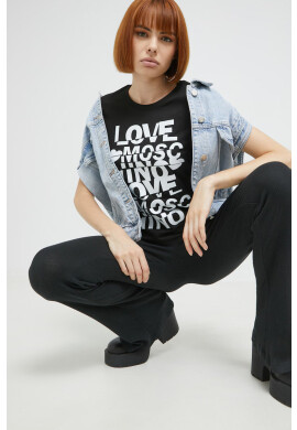 Love Moschino Памучна тениска в черно - Pepit.bg