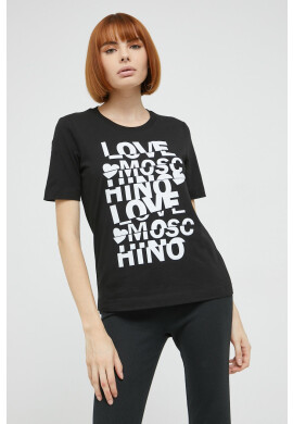 Love Moschino Памучна тениска в черно - Pepit.bg