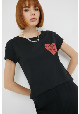 Love Moschino Памучна тениска в черно - Pepit.bg