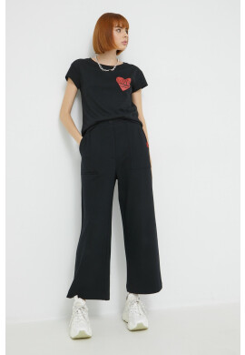 Love Moschino Памучна тениска в черно - Pepit.bg