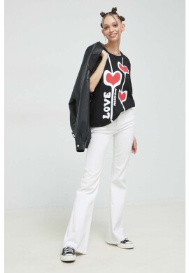 Love Moschino Памучна тениска в черно - Pepit.bg