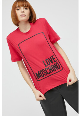 Love Moschino Памучна тениска в червено - Pepit.bg