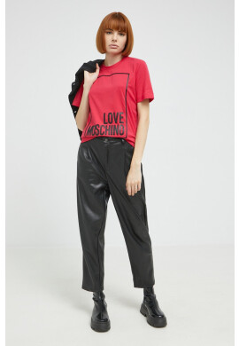 Love Moschino Памучна тениска в червено - Pepit.bg