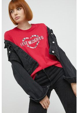 Love Moschino Памучна тениска в бяло - Pepit.bg