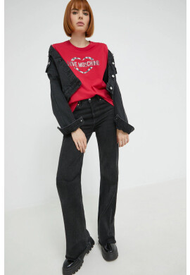 Love Moschino Памучна тениска в бяло - Pepit.bg