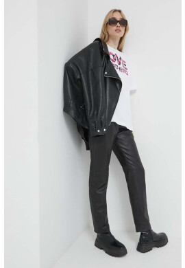 Love Moschino Памучна тениска в бяло - Pepit.bg