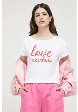 Love Moschino Памучна тениска в бяло - Pepit.bg
