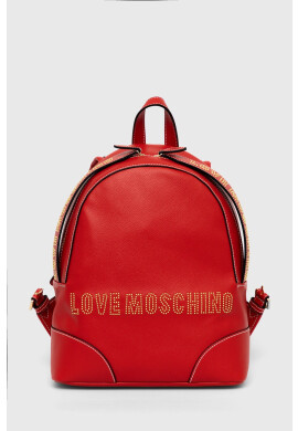 Love Moschino Раница в червено малък размер с апликация - Pepit.bg