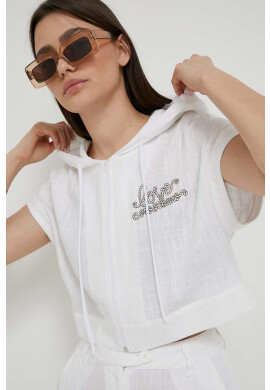 Love Moschino Риза с лен в бяло - Pepit.bg