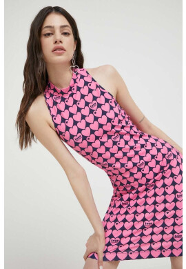 Love Moschino Рокля в розово къс модел с кройка по тялото - Pepit.bg